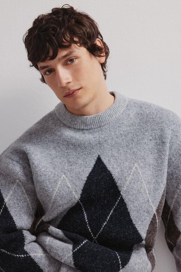 Springfield Camisola de fantasia com padrão de diamante azul