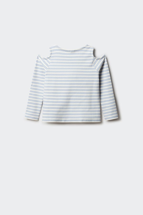 Springfield Kids Camiseta feminina canelada ombro a ombro azul