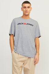 Jack & Jones T-shirt regular com logo cinzento