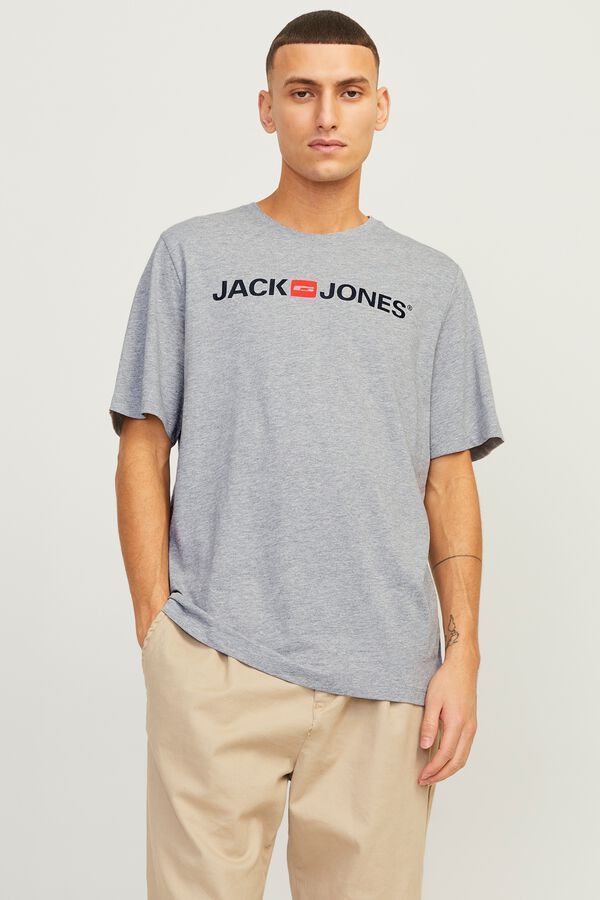 Jack & Jones T-shirt regular com logo cinzento
