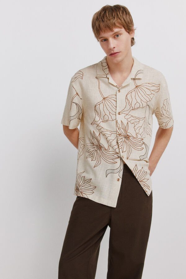 Springfield Cal&ccedil;as retas straight fit em linho cru