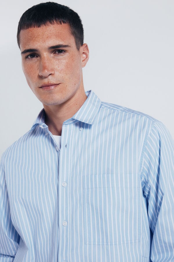 Springfield Camisa popelín rayas azul
