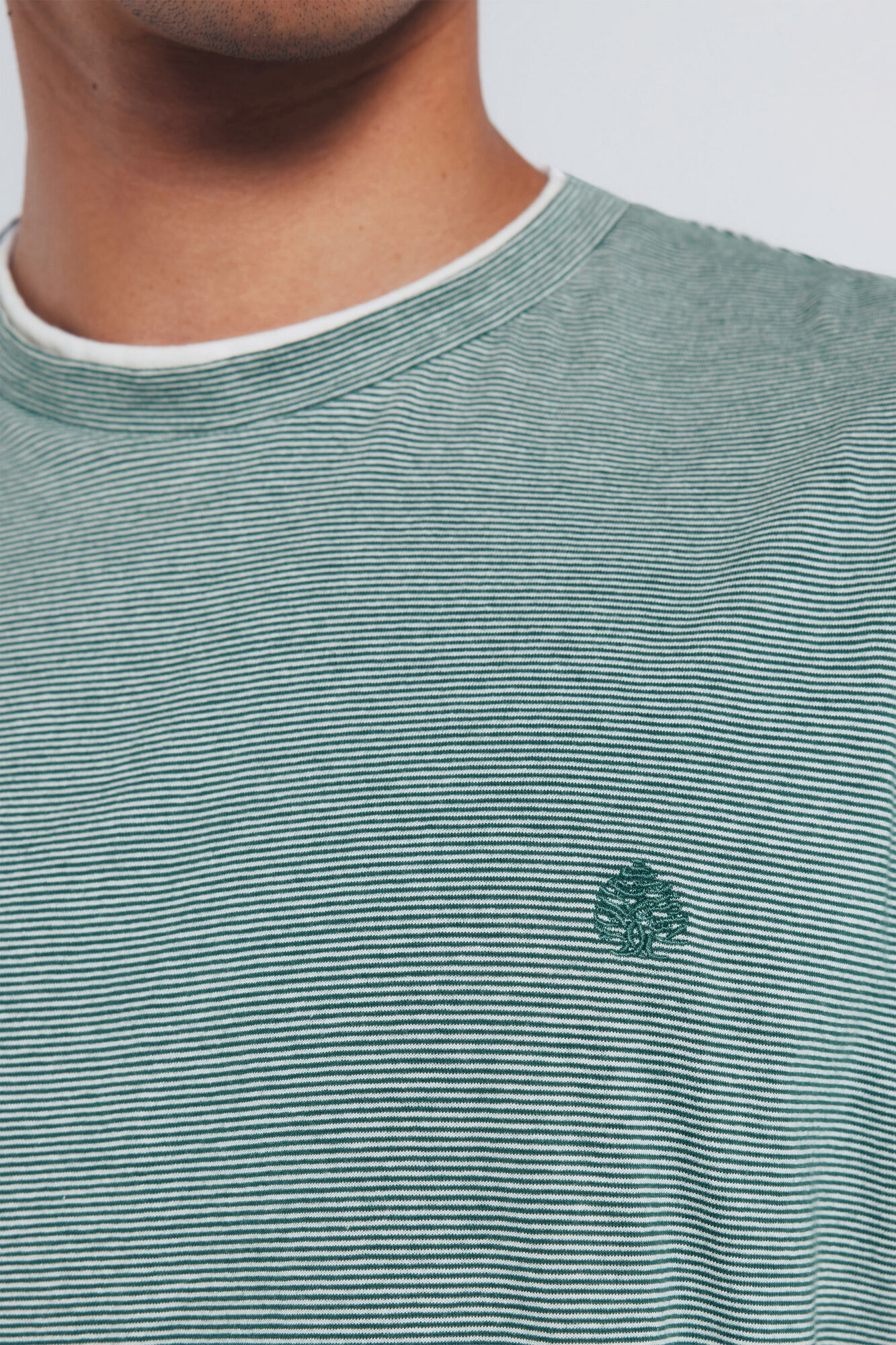 Springfield T-shirt manga com micro listras duplas