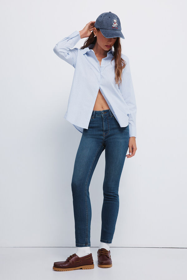 Springfield Calça jeans slim cropped azul