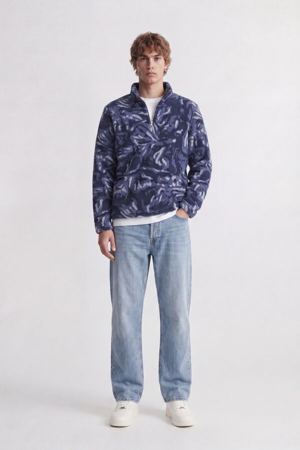 Jack & Jones Forro polar com fecho-&eacute;clair azul