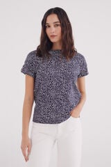 Springfield Printed turn-up sleeve sleeve -shirt with loop blue