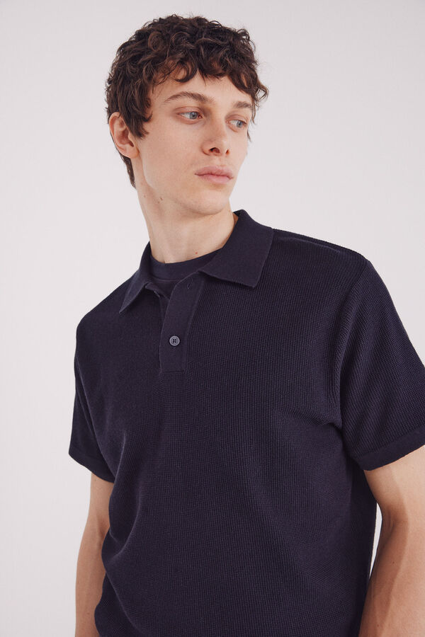 Springfield Jersey manga corta estructura cuello polo azul