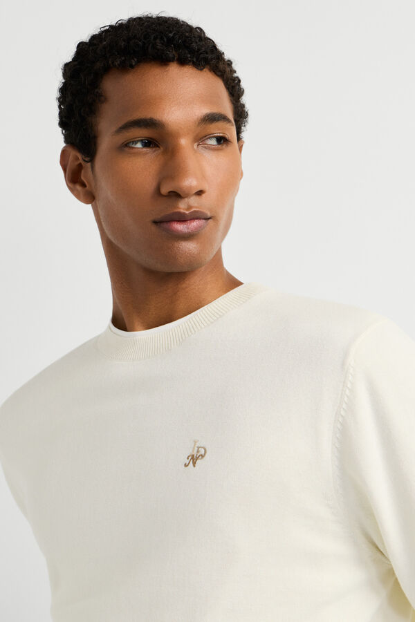 Pepe Jeans Camisola gola redonda com logo bege