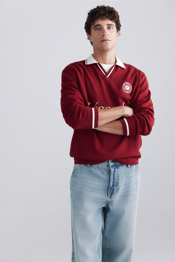 Springfield Polo de malha com slogan vermelho