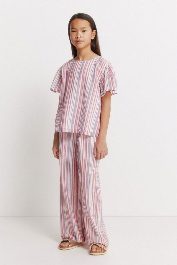 Springfield Kids Blusa manga curta &agrave;s riscas de lurex menina rosa