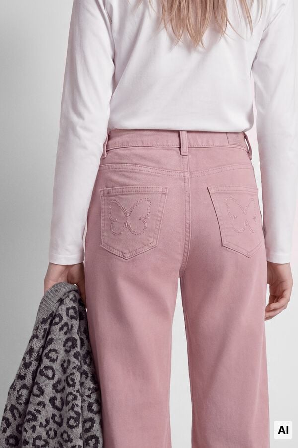 Springfield Kids Cal&ccedil;as culotte de sarja b&aacute;sicas para menina rosa