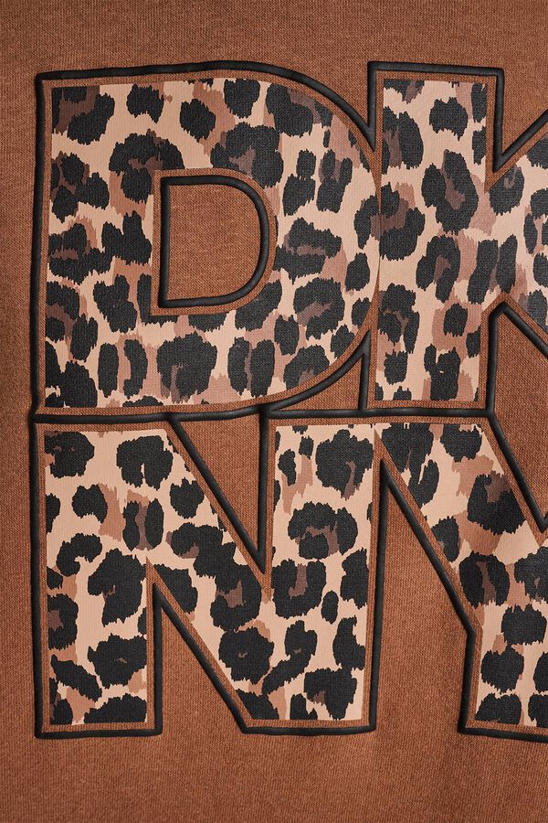 DKNY Sweatshirt gola redonda com logo animal print bege