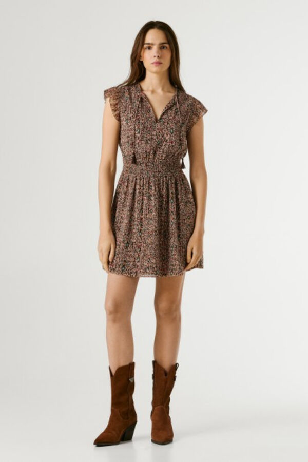 Pepe Jeans Vestido com mangas de folhos cru