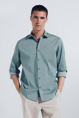 Springfield Camisa popelina micro estampado verde