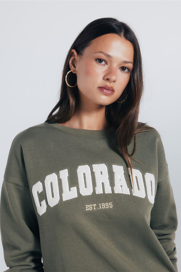 Springfield Sweatshirt com estampa urbana Caqui escuro