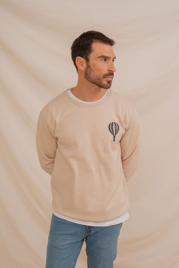 Celopman Sweatshirt com bordado frontal bege