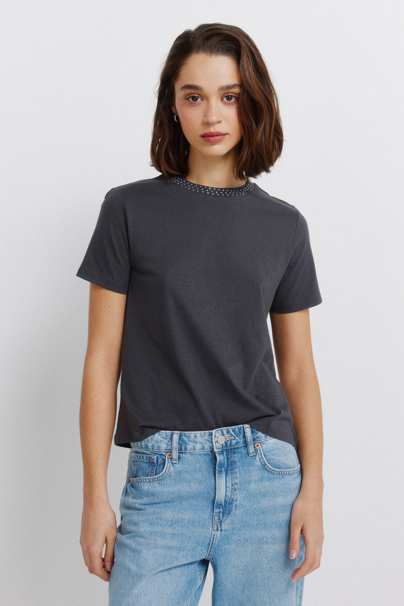 Springfield Camiseta manga corta tachas