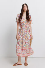 Springfield Vestido midi estampado branco