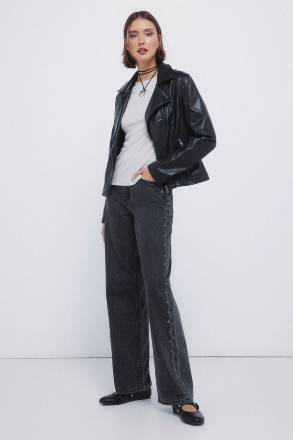 Springfield T-shirt com decote nas costas em lurex cinzento