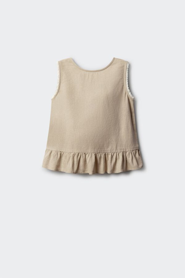 Springfield Kids Top de lino con lazos ni&ntilde;a beige