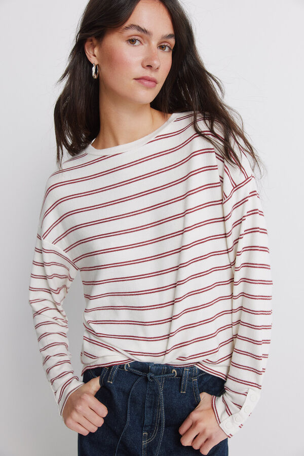 Springfield T-shirt de risca dupla bege