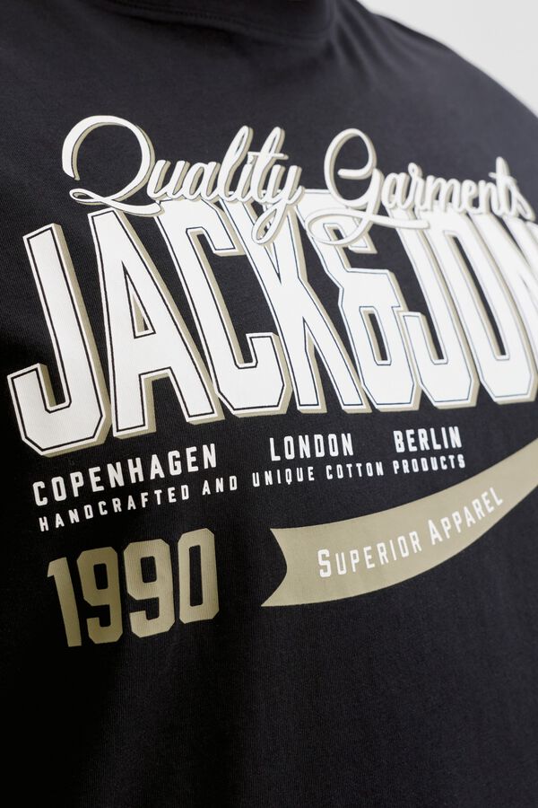 Jack & Jones PLUS T-shirt de manga curta estampada preto