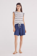 Springfield Shorts de cinto tencel azul