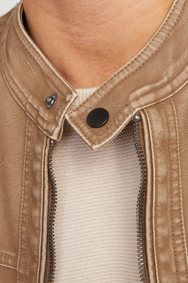 Jack & Jones Cazadora efecto piel beige