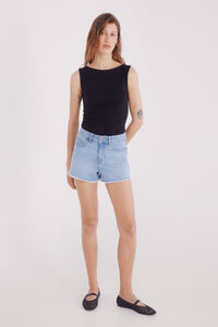 Springfield Shorts jeans com baixo desfiada