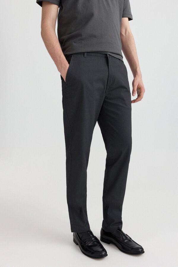 Springfield Cal&ccedil;as chino microestampadas slim fit cinzento
