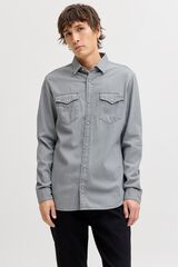 Jack & Jones Camisa de ganga regular cinzento