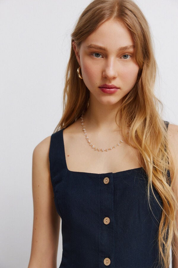 Springfield Vestido midi decote quadrado azul