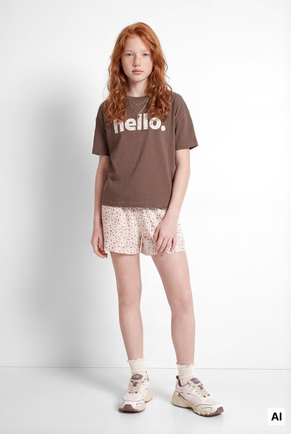 Springfield Kids T-shirt de manga curta "Hello" menina cru