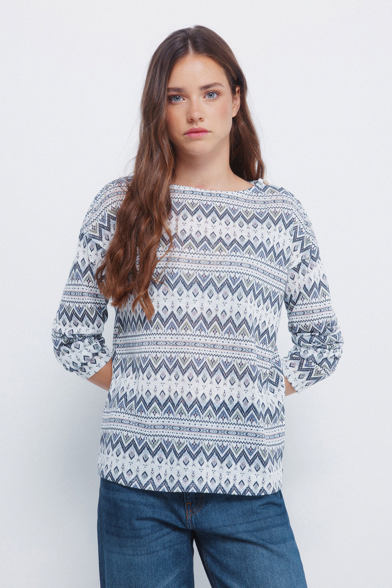 Springfield Camiseta estampada com efeito linho