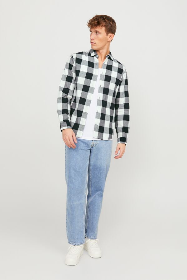Jack & Jones Camisa slim aos quadrados branco