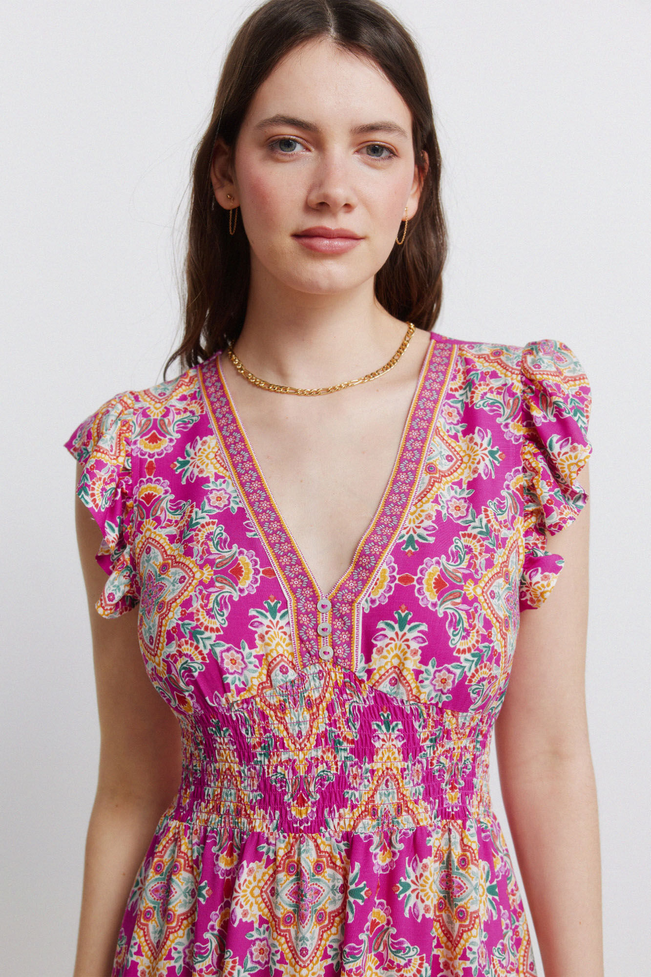 Springfield Vestido midi com folhos no ombro