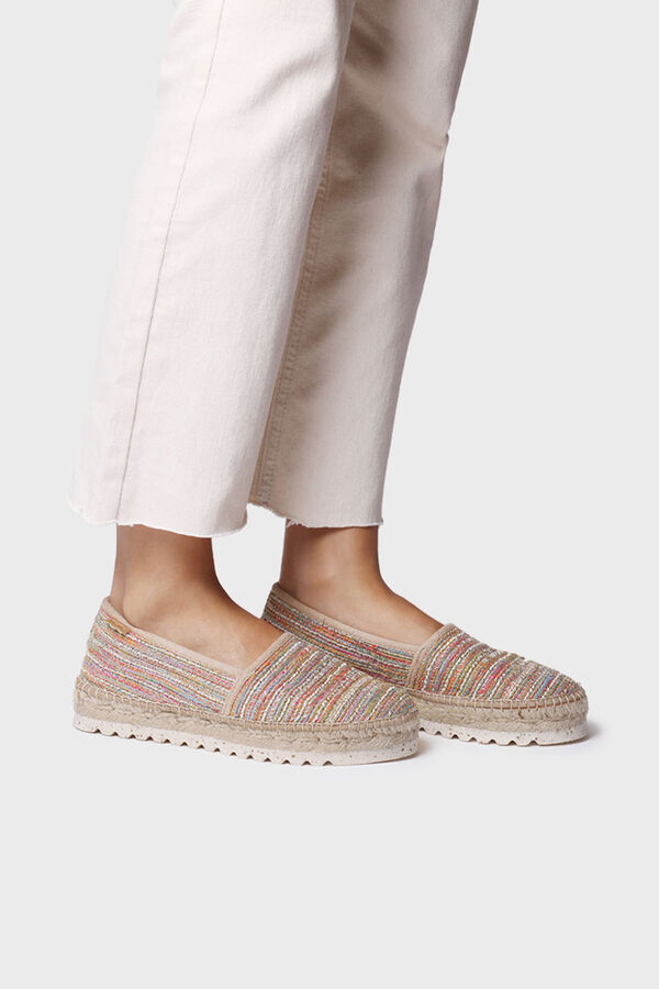Toni Pons Espadrille meia cunha em ráfia multicolor estampado