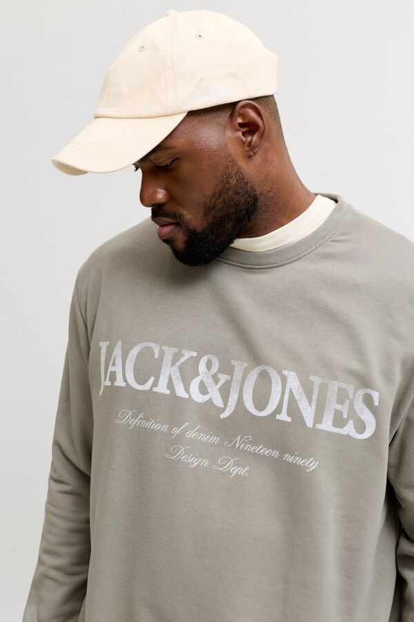 Jack & Jones PLUS Sweatshirt manga curta em algod&atilde;o cinzento