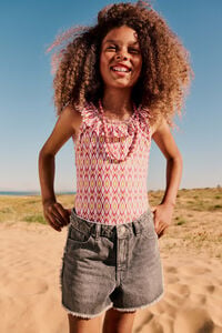 Springfield Kids Short denim com franjas para menina