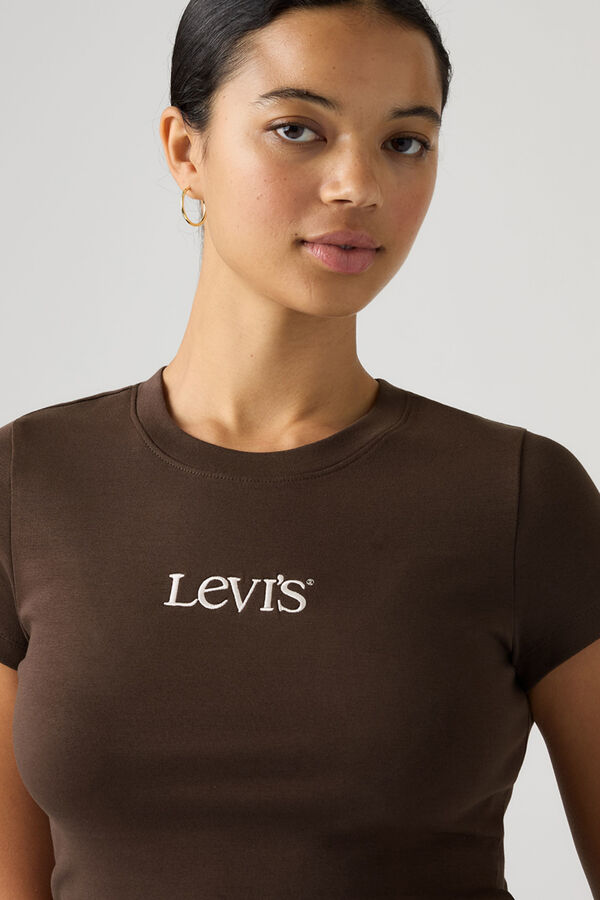 Levi's T-shirt de manga curta com logo castanho