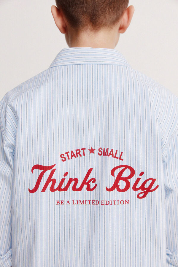 Springfield Kids Camisa em popelina de riscas para menino azul