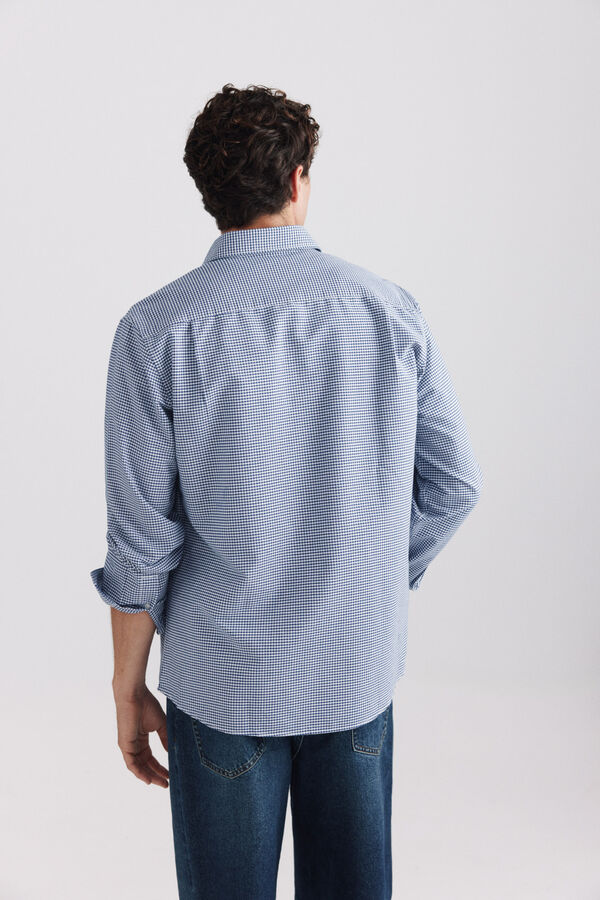 Springfield Camisa oxford estampado vichy azul