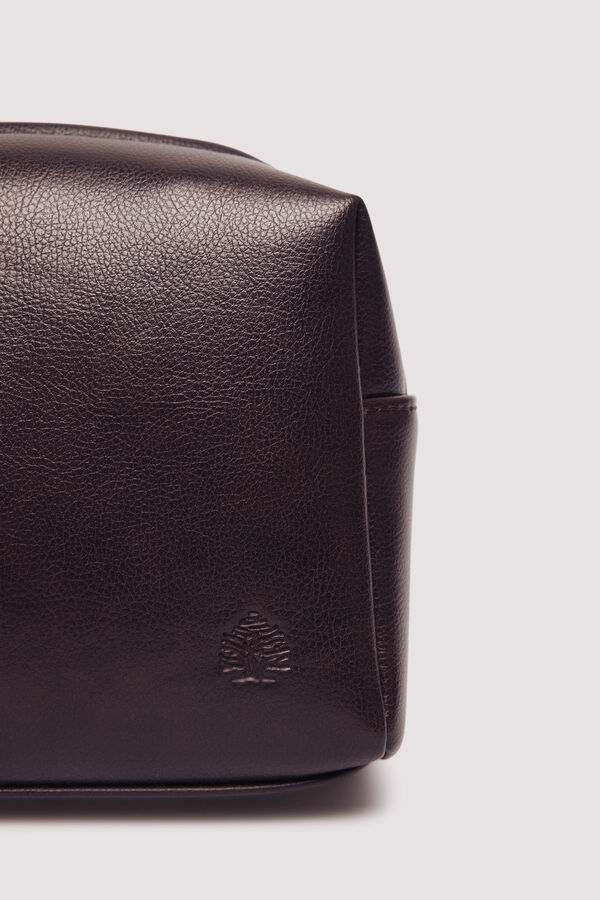 Springfield Bolsa de higiene casual com efeito pele marrom castanho