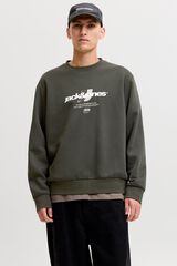 Jack & Jones Sweatshirt relaxed estampada cinzento