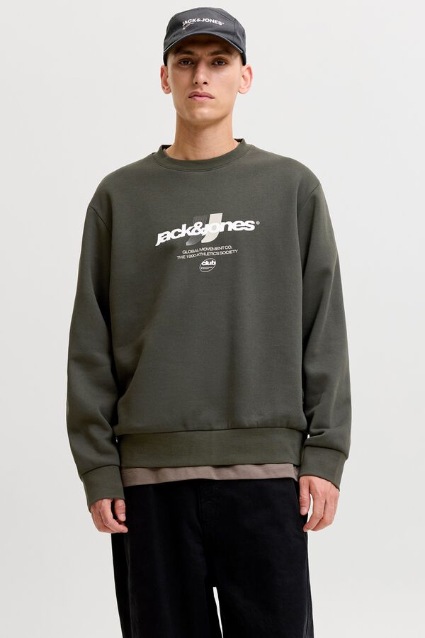 Jack & Jones Sweatshirt relaxed estampada cinzento