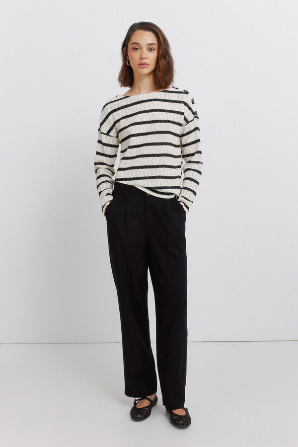 Springfield Camiseta rayas botones hombro beige