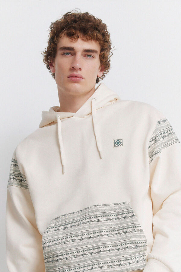 Springfield Sweatshirt com capuz e bolso &eacute;tnico branco