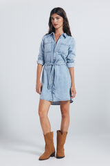 Springfield Vestido vaquero camisero tachas azul