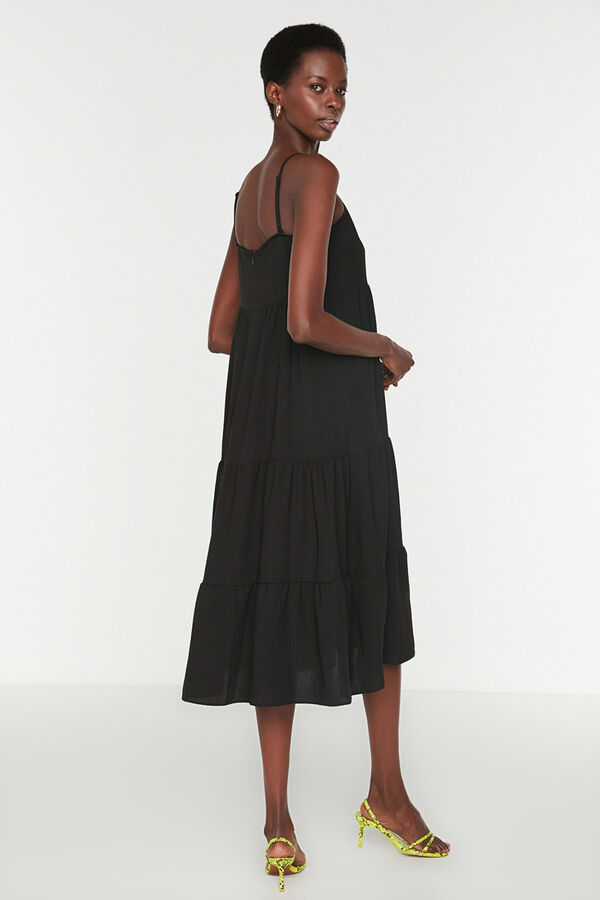 Trendyol Vestido midi de al&ccedil;as preto