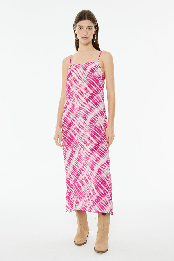 System Action Vestido midi com alças e estampado tie dye rosa